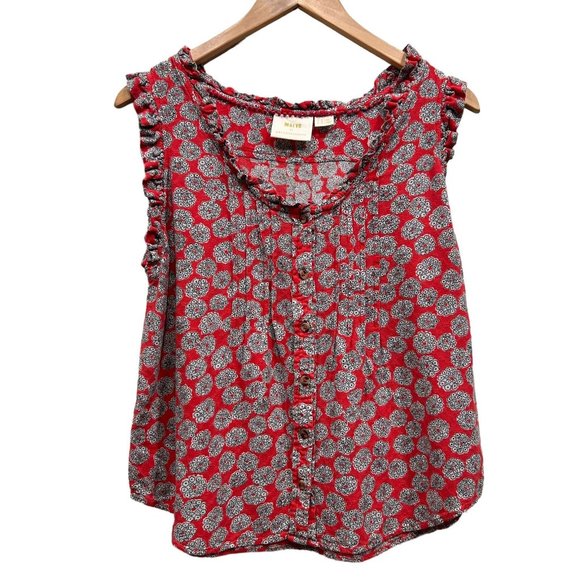 Maeve Tops - Maeve By Anthropologie Womens Red White Sleeveless Button Up Top Size 10- Runs S